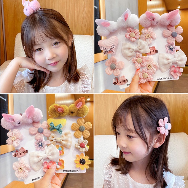Jepit Rambut Korea Anak Perempuan Aksen Bunga Warna 1 Set 9Pcs Aksesoris Hiasan Rambut Wanita fashion korea AK149