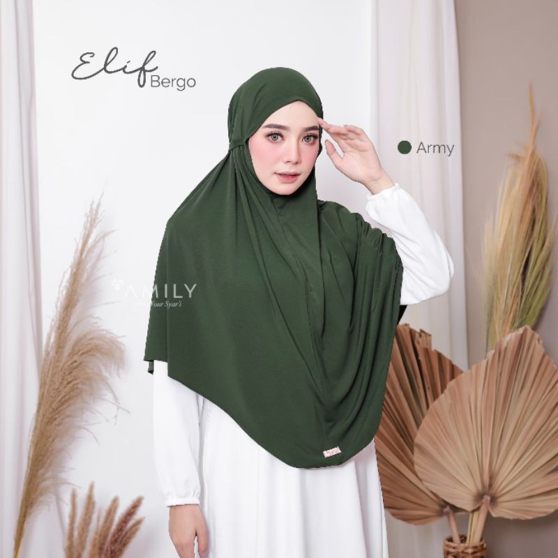elif bergo hijab instan kekinian original amily-Army