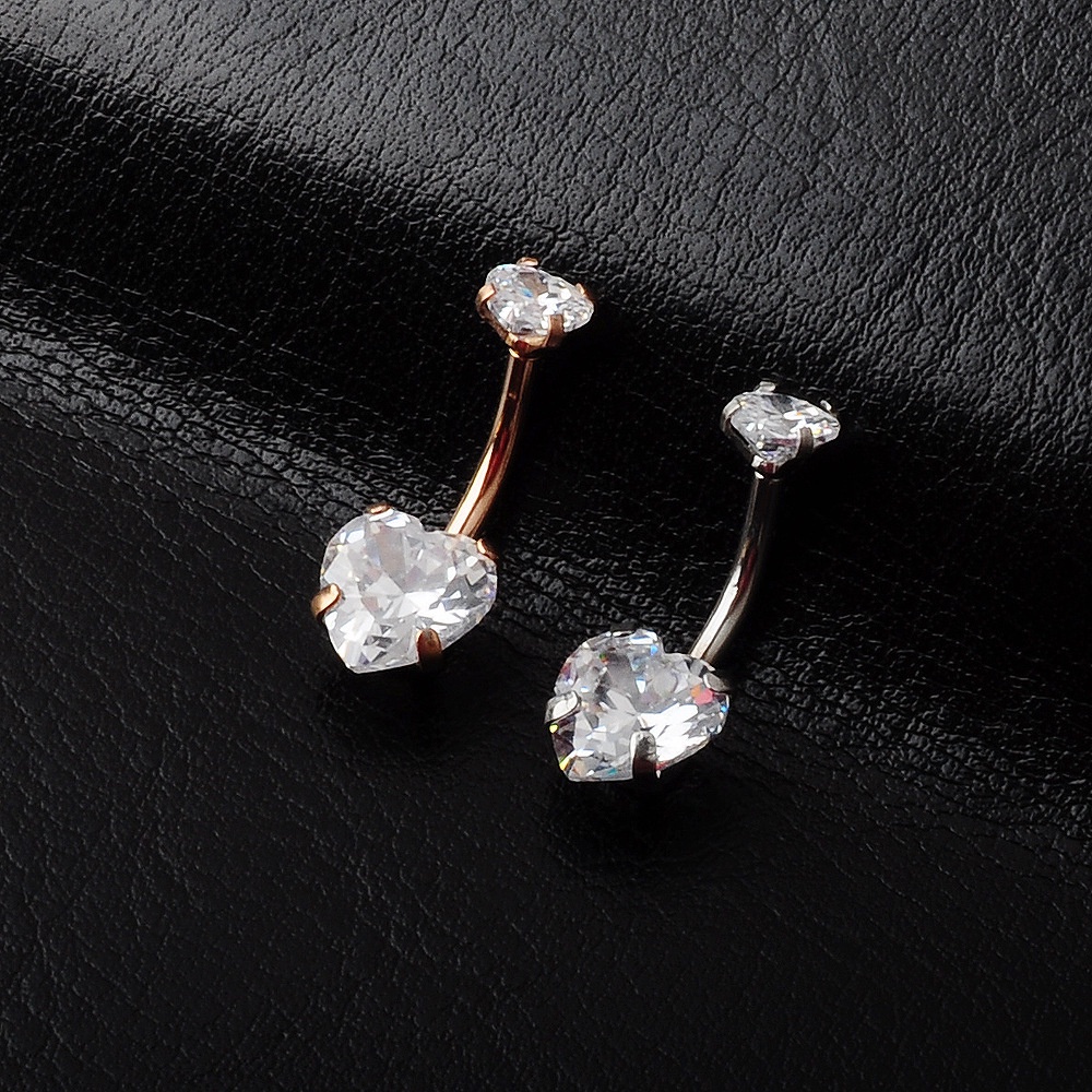 Anting Tindik Perut / Pusar Bahan Stainless Steel Dengan Kristal Zircon Untuk Wanita