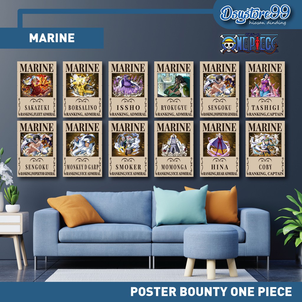 Poster Bounty One Piece 1SET KRU ISI 10PCS SIZE A4-MARINE