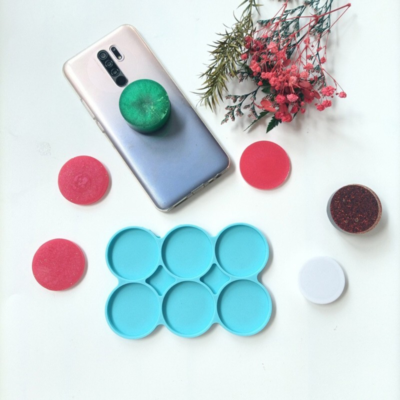 Glitter Round Coaster Resin Epoxy Silicone Molds 6-Bundle Disc Circle Tray with Hole Jewelry Casting Necklace Pendant Keychain Charms Non-Stick DIY Molds