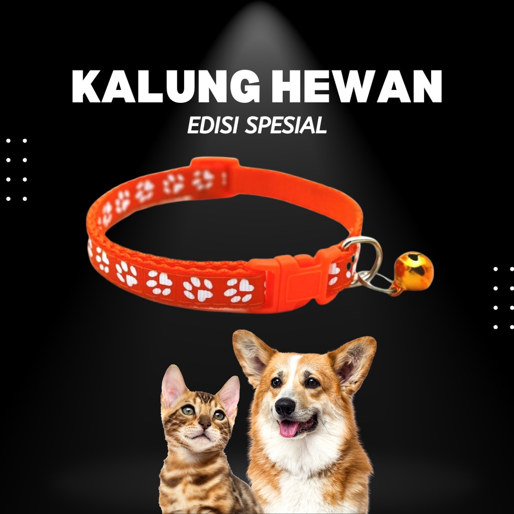 Kalung Hewan Peliharaan Motif Tapak Kaki / Custom Nama  Kucing Anjing Kelinci Hamster Adjustable Dapat disesuaikan KH02 PGM
