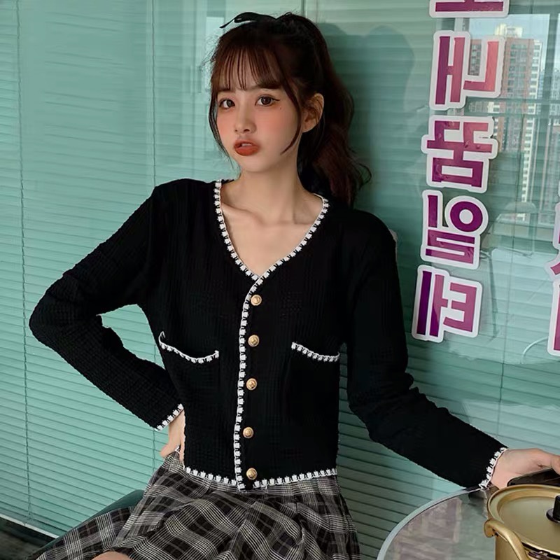 Kardigan polos fashion wanita sweater knit atasan wanita lengan panjang korea style