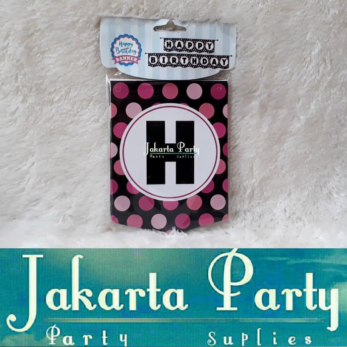 Banner HBD Pink Polkadot / Bunting Flag Motif Polkadot / Party Flag