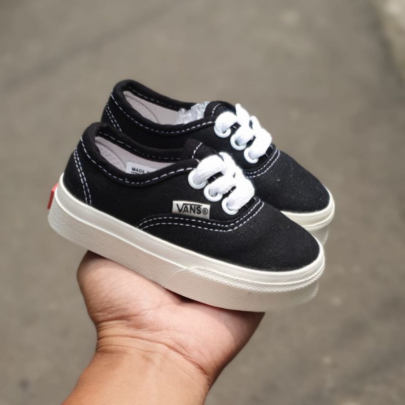 SEPATU ANAK LAKI &amp; PEREMPUAN / VANS ANAK AUTHENTIC HITAM PUTIH  MODEL TALI MURAH
