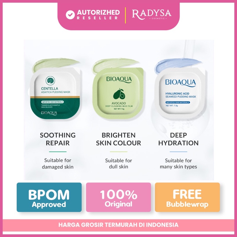 RADYSA - BIOAQUA Face Mask Centella Asiatica  /Hyaluronic Acid Seaweed/ Avocado Deep Clean PUDDING MASK