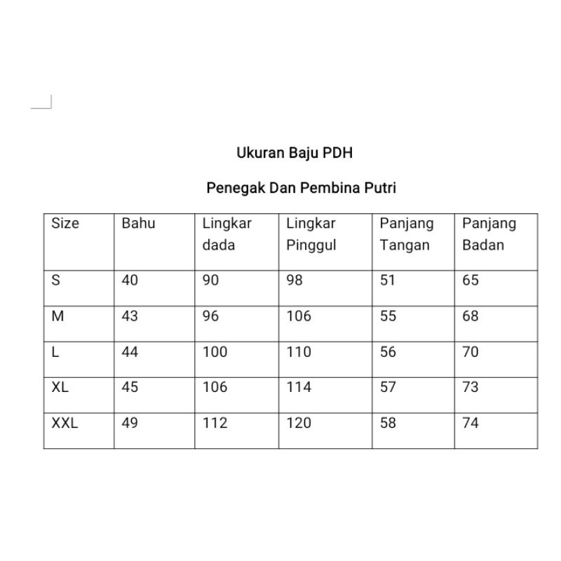 Seragam penegak Putri satu stell