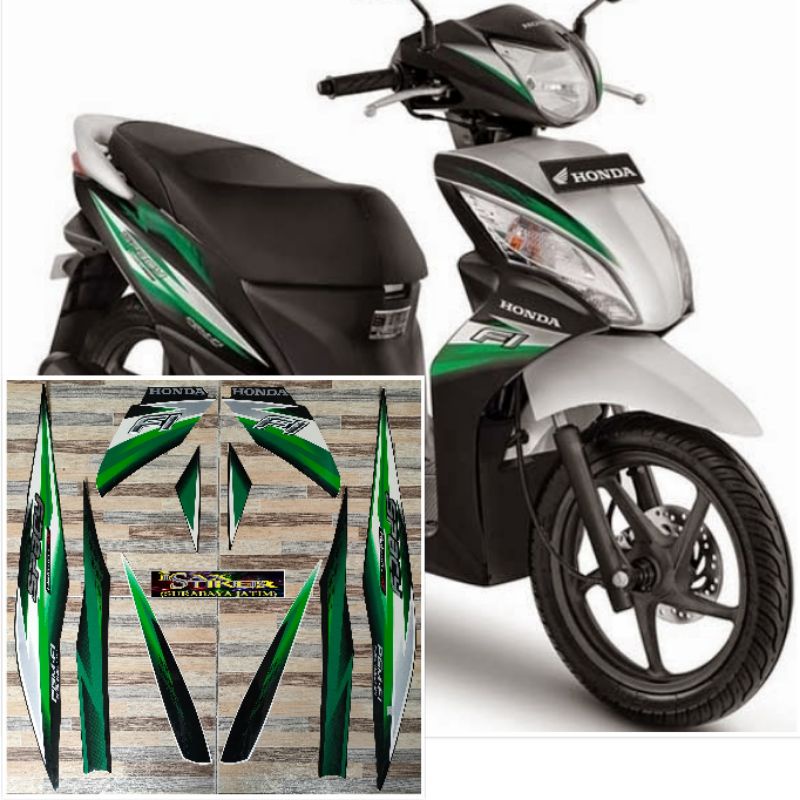 striping original Honda Spacy FI putih hijau tahun 2013 2014