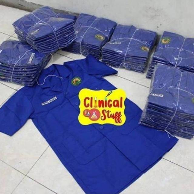 Jas lab warna biru, pink, hijau, kuning, ungu (by request) minim ambil 24 pcs, tdk jual ecer