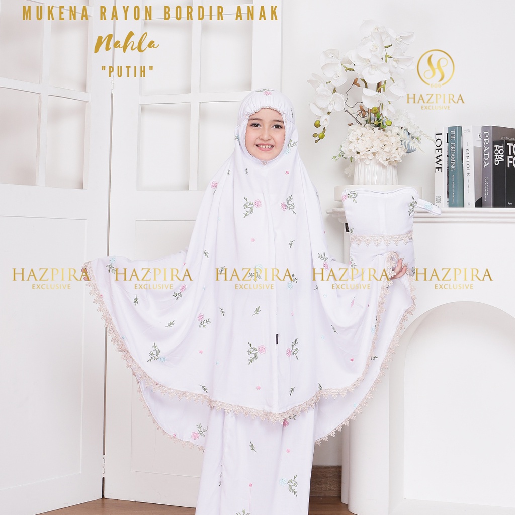 MUKENA ANAK PEREMPUAN BORDIR NAHLA SD TANGGUNG 5 - 15 TAHUN RAYON PREMIUM