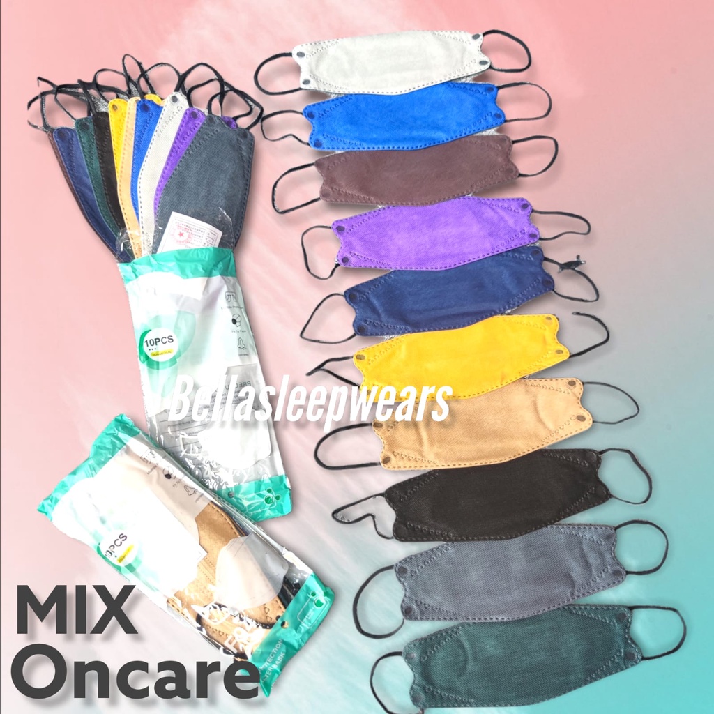 MIX 10W KF94 KOREA RAINBOW - MASKER KF94 4PLY MIX 10 WARNA TALI HITAM MEDICAL GRADE - MIRIP CAREION