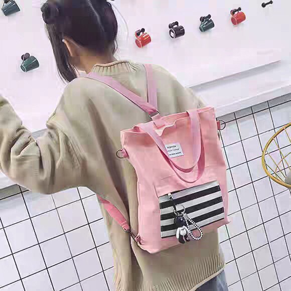 Tas Tote bag Sekolah Wanita Kanvas Tebal 3in1 Ransel Selempang Chio Cewek Kuliah Fashion Murah Grosir COD TOKO92