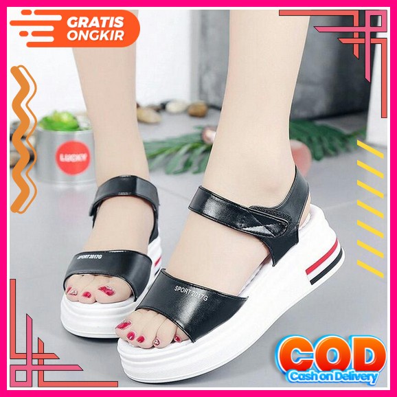 Sandal Wedgess Ibu Kondangan Pesta Sendal Wanita Jinjit Kekinian Lebaran Tinggi Terbaru 2021 Sendal 