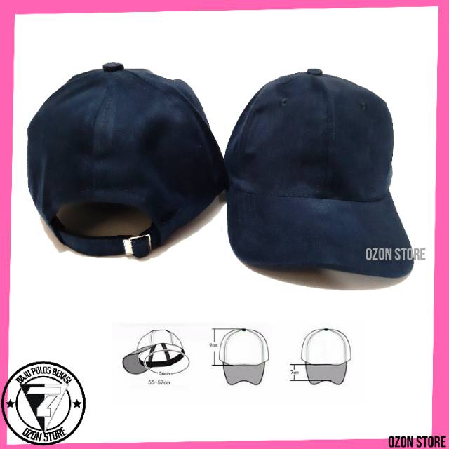 Topi Baseball Distro Caps Polos Pengait Besi Bahan Rapel Premium - Navy