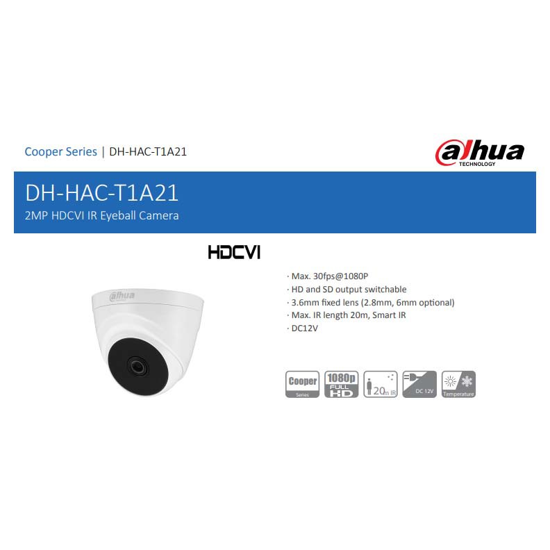 DAHUA HAC-T1A21P DAHUA INDOOR CAMERA COOPER SERIES 2MP ORIGINAL / GARANSI RESMI 2 TAHUN