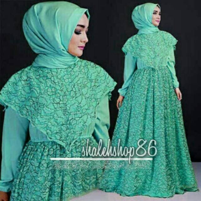 7627 ANANDA MAXI HIJAU / BAJU MUSLIM / HIJAB / MAXI / DRESS