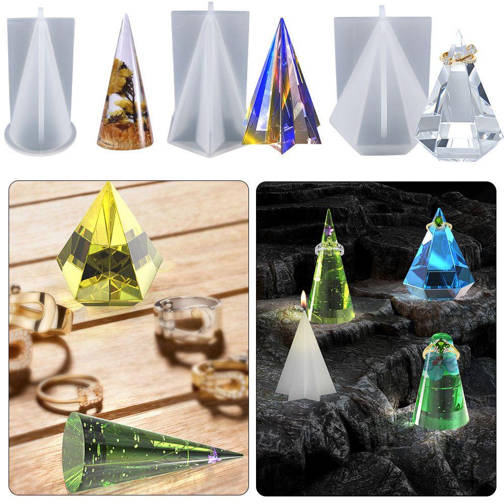 TOP Ring Holder Cetakan Handmade Casting Pyrami Alat Membuat Perhiasan Ring Cone Resin Mold