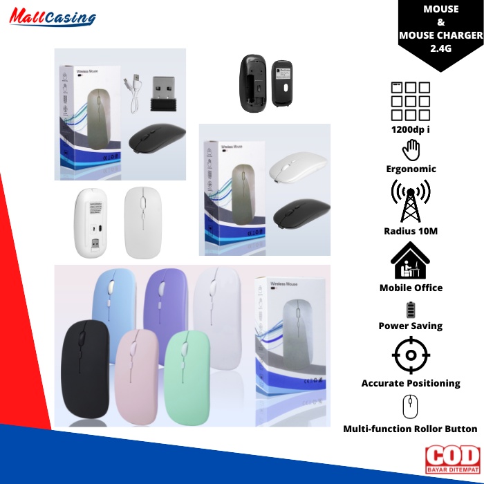 Mouse Wireless Bluetooth Gaming Tanpa Kabel Silent Click Warna Macaron Dengan Desain Minimalis