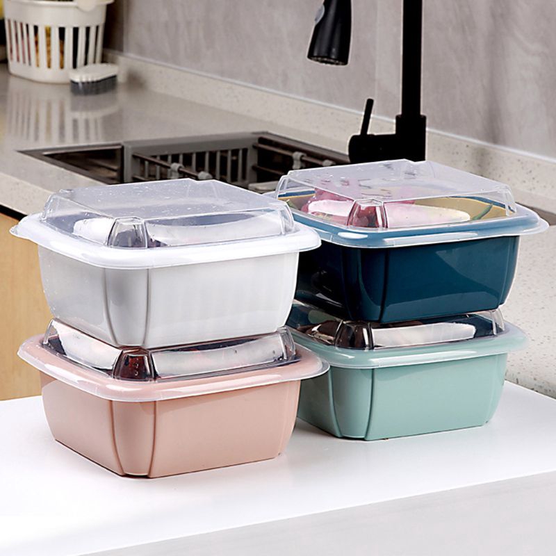 Multifunction Detachable Double-layer Drain Basket / Plastic  Fruit Washing Basket / Living Room Fruit Storage Basket with Lid