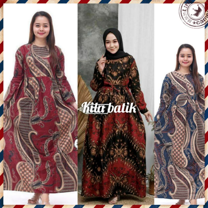 MS GAMIS BATIK SRIWEDARI MAXI BUMIL/BUSUI KATUN SOGAN S M L XL XXL //ld-96-100-105-110-120