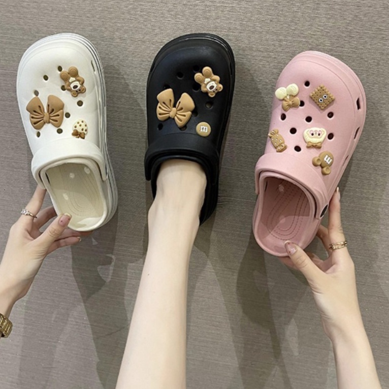 littlekiddoss SH2241 Sendal Selop Wedges Wanita Import Sandal Clog Jibblitz Jiblitz BKK Sendal Fuji Kekinian Sendal DIY EVA Sendal Baim Clog Wanita