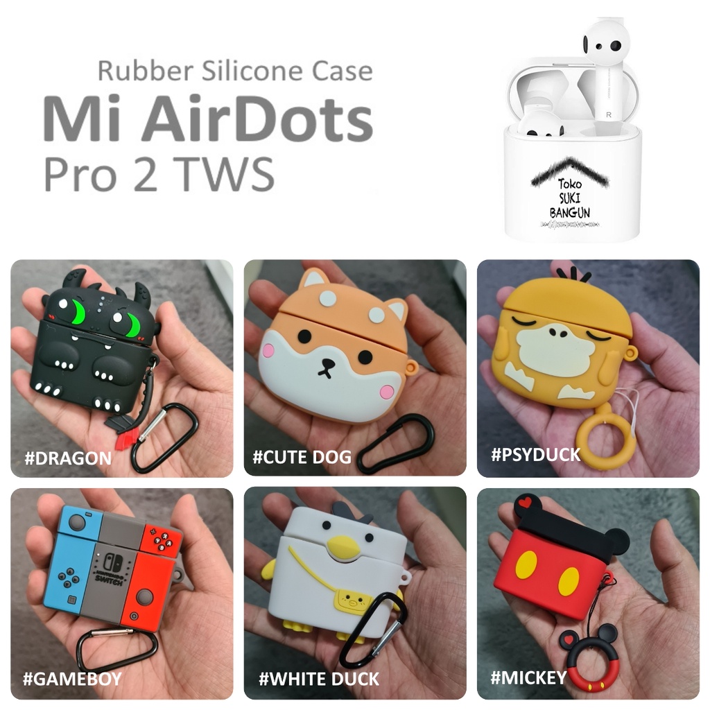 Case Xiaomi Mi AirDots Pro True Wireless 2 2S Casing CUTE ANIMAL Rubber Silicone Cover Pouch Protector