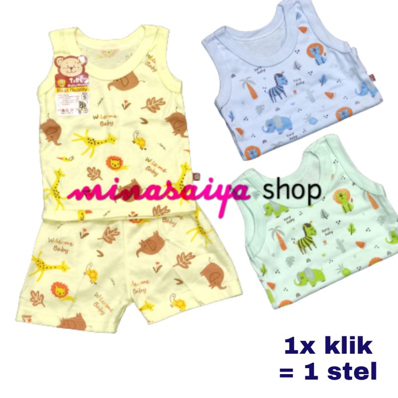 TARA Setelan Bayi SNI Lengan Buntung / Kutung Seri Warna Uk. S - XL