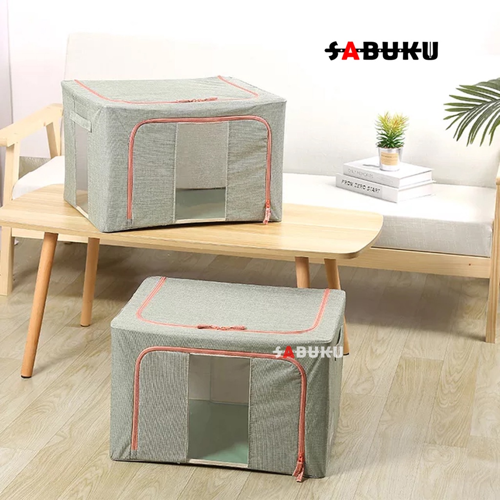 Storage Box 66LDouble Zipper Frame Baja Large Besar Multifungsi tempat Pakaian baju laundry Bed cover Selimut Serbaguna - 242