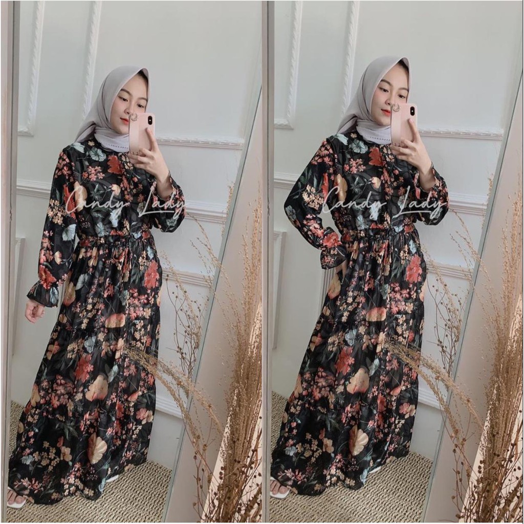 1KG MUAT 4PCS | SYIFANA MAXY GLAMOUR DRESS SUMMER FLORAL MOTIF HITS SELEBGRAM
