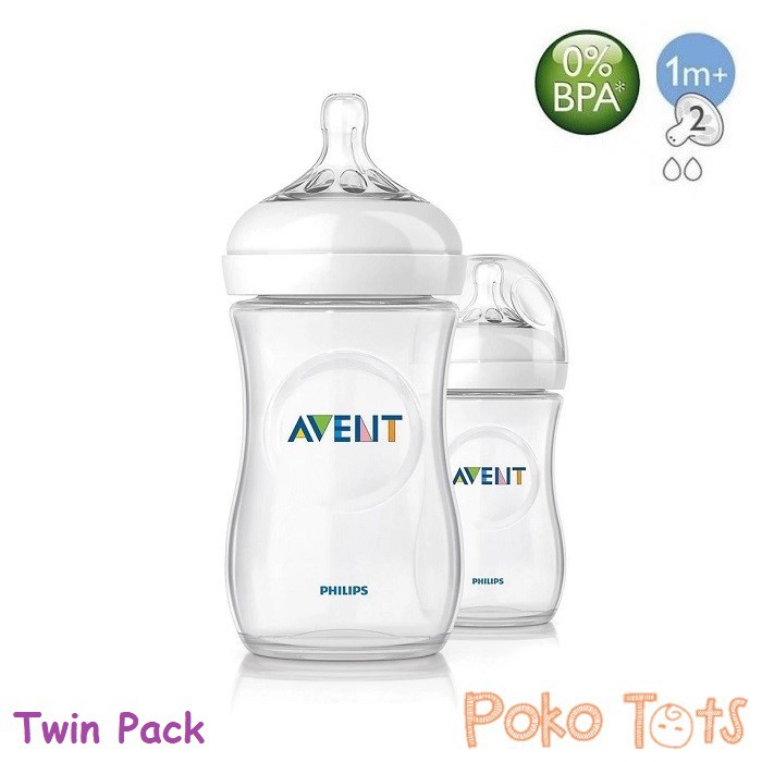 Philips Avent Feeding Bottle Natural 260ml TWIN isi 2 Botol Susu WHS