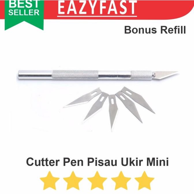 

Pisau Cutter Mini Ukir Refill 5 Pcs Hobby Crafting Engraving Pen efst90 Murah