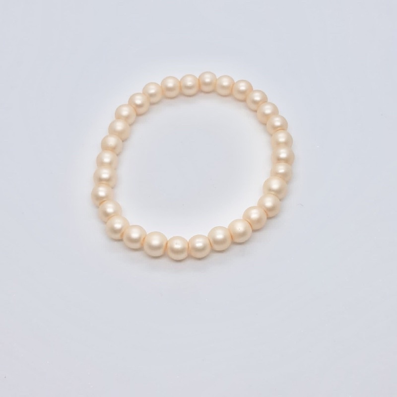 Gelang Mutiara Sintetis 6mm Warna Doff Pria Wanita Pearl Bracelet