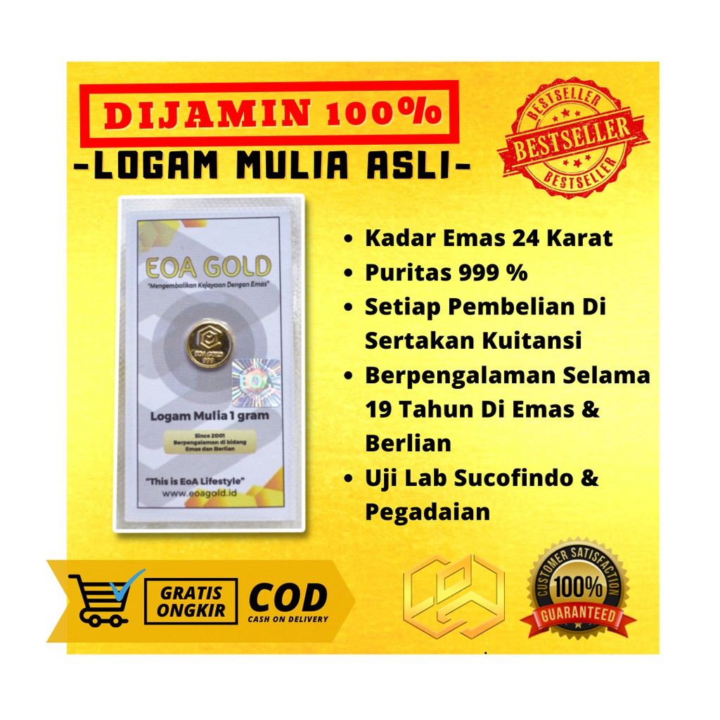 LOGAM MULIA EMAS ANTAM HARI INI/LOGAM MULIA ANTAM 0.2 GRAM/EOA GOLD LAMPUNG/EMAS EOA MINI GOLD