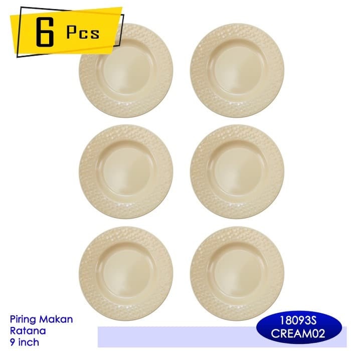 L.Maryanne 6 Pcs Piring Makan Melamin Seiv Ratana 9 Inch - 18093S - Biru