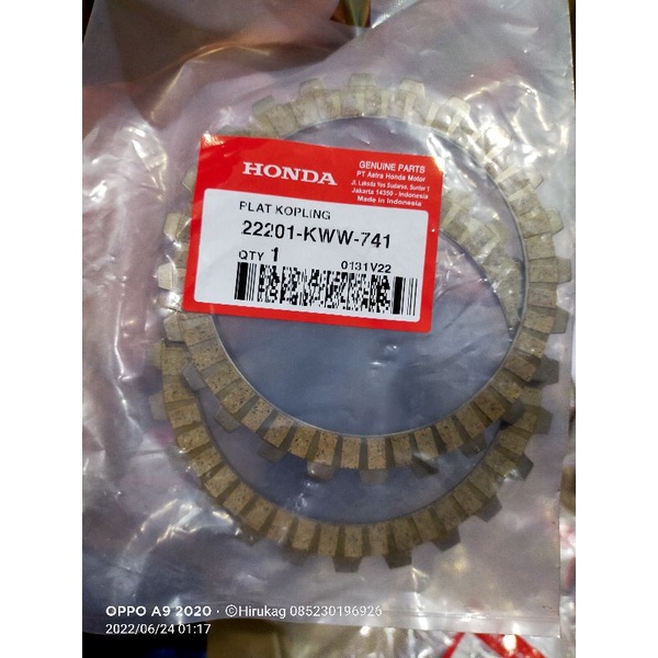 22201-KWW-741 Kampas Kopling Disk Clutch Friction 2 Keping Blade Revo 110 2011 22201kww741