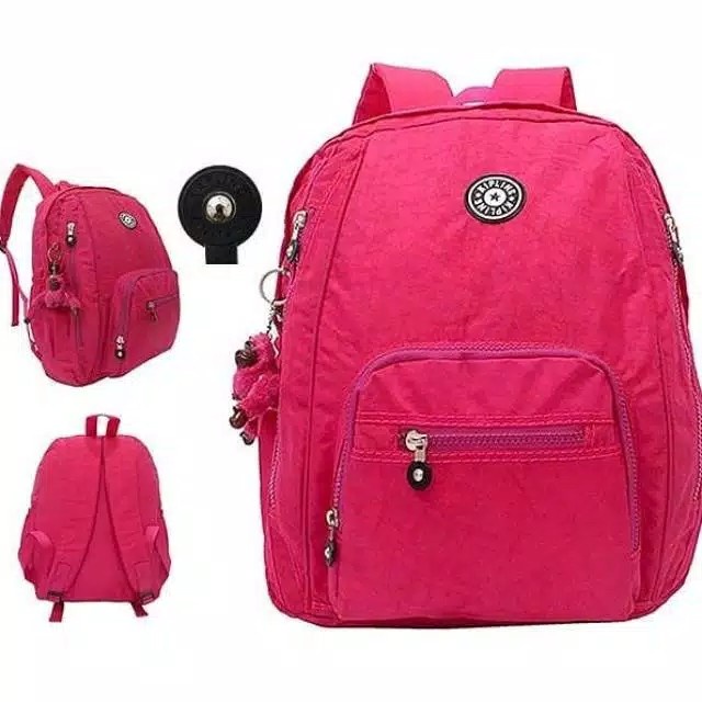 Tas Ransel Kipling Wanita Parasut MD952 - Merah Muda