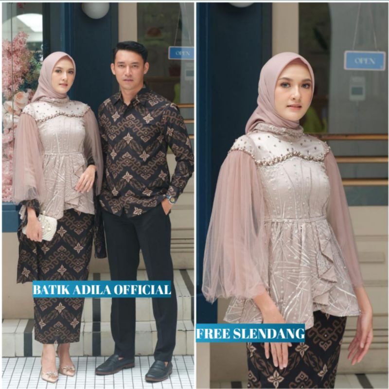 Couple Kebaya Modern Baju Wisuda Tunangan Lamaran Terbaru Baju Batik Brokat Couple vanila