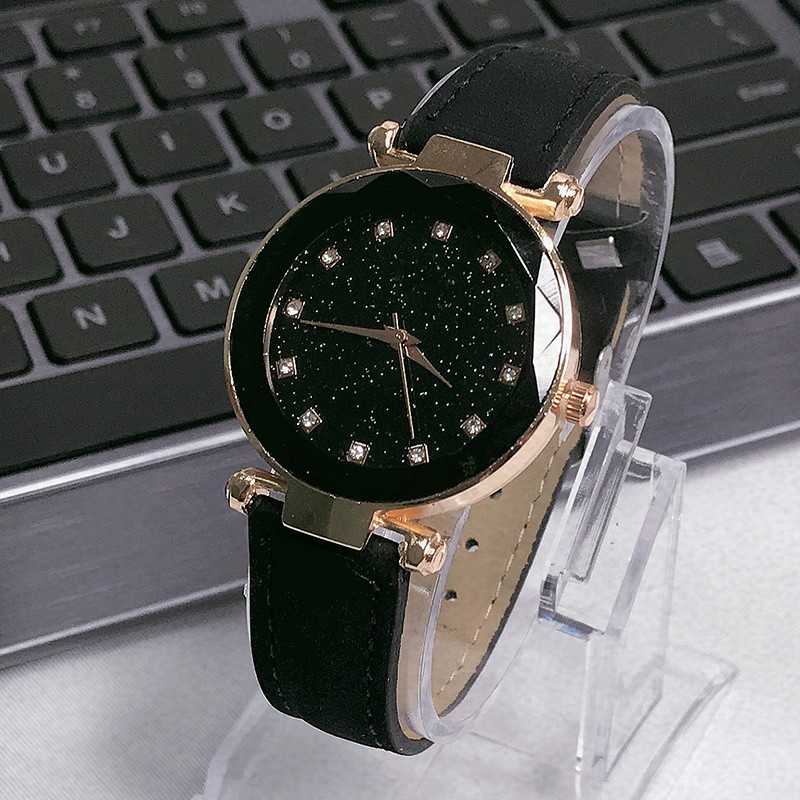 8035Starry Harajuku Fashion Lady Perhiasan Bunga Kaca Scrub Belt Roman Style Quartz wanita Watch