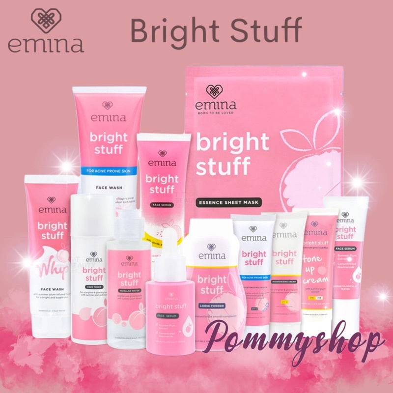 Emina Bright Stuff Series | Face Wash | Face Toner | Moisturizing Cream | Face Serum | Face Scrub | Micellar Water | Loose Powder