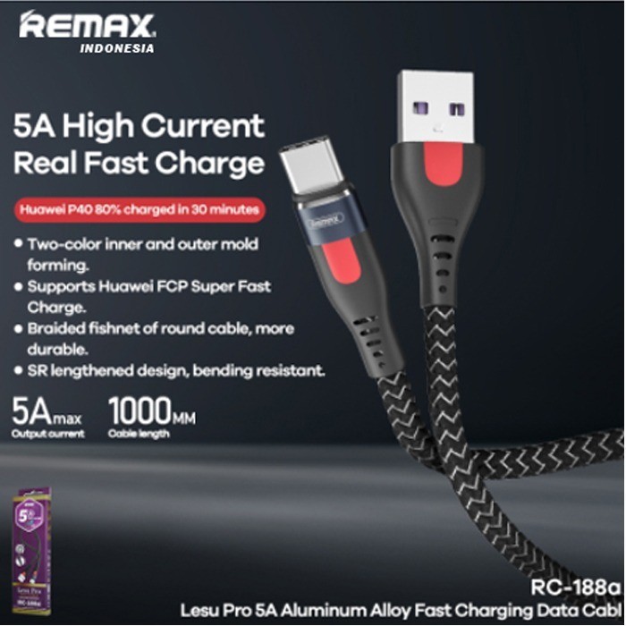 REMAX Lesu Pro 5A Aluminium Alloy Fast Charging Data Cable RC-188a&quot;kabel&quot;