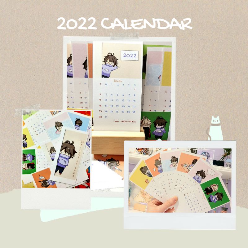 

2022 Chibi Calendar/ Kalender 2022 dengan Stand Balok Kayu
