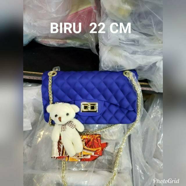 Tas jelly matte Ch classic maxi 8879 size besar size 22 Jelly Matte free syal boneka ready jakarta