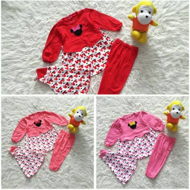 NNS baju muslim anak perempuan gamis jilbab mickey mouse