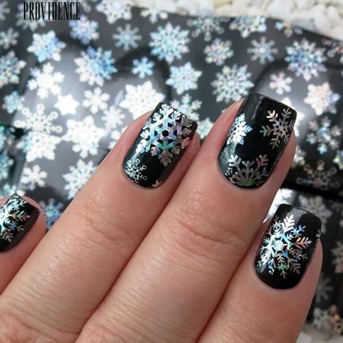 [Bayar Di Tempat] 1 Lembar Natal Snowflake Pola Nail Foil Nail Art DIY Transfer Sticker Kertas