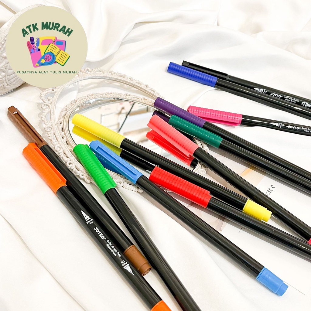 

JOYKO Color Brush pen CLP-013 isi 12 Super Brush Dual tip Duble brush alat tulis sekolah brushpen lucu lengkap