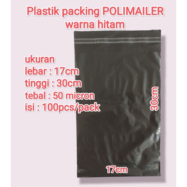 

Polymailer hitam⚫ ukuran 17x30/ plastik packing