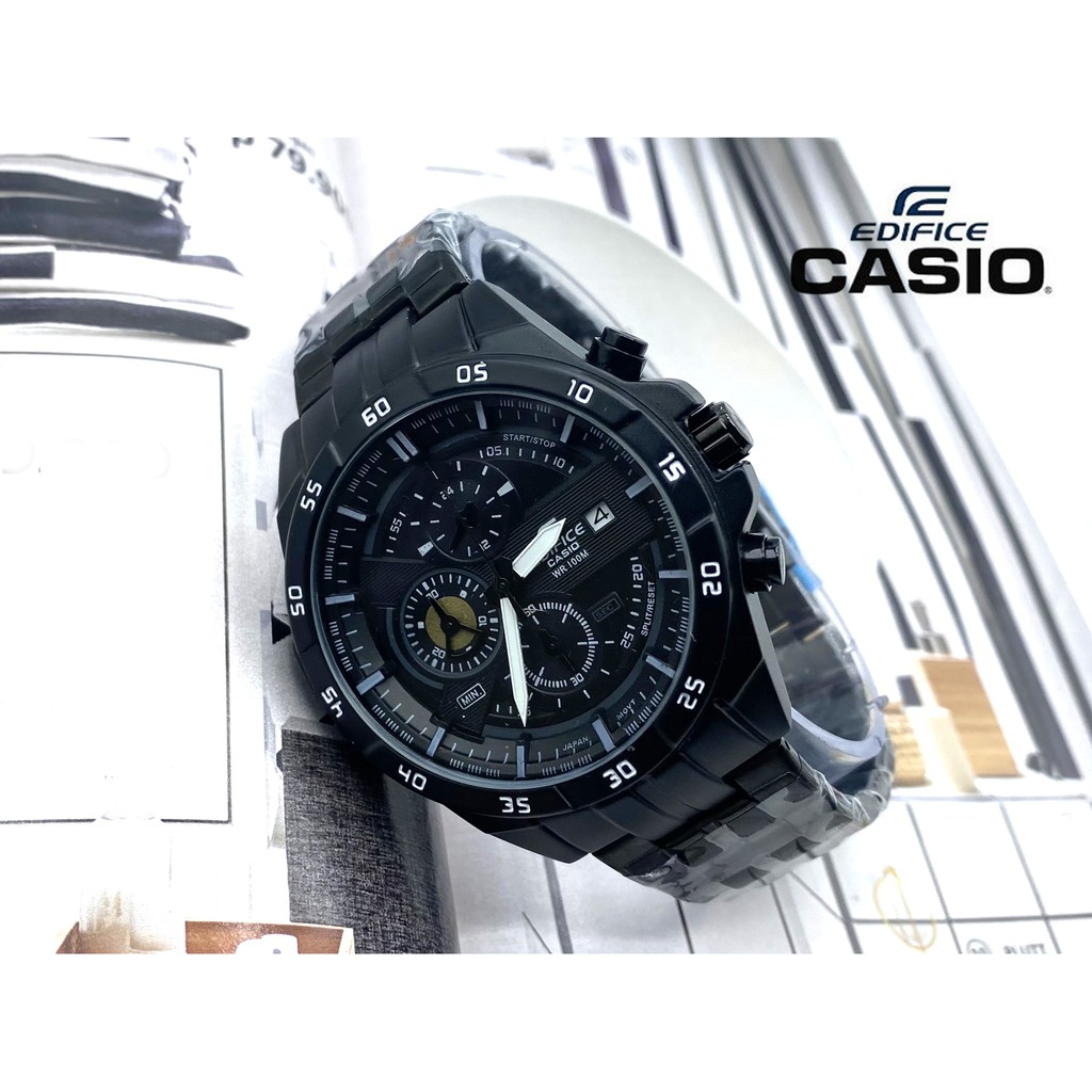 Jam Pria Edifice Chronograph EFR 556 HITAM stainless steel strap