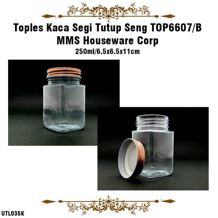 [1kg 4pc] Toples Kaca Segi TOP6607/B MMS Houseware Corp 250ml