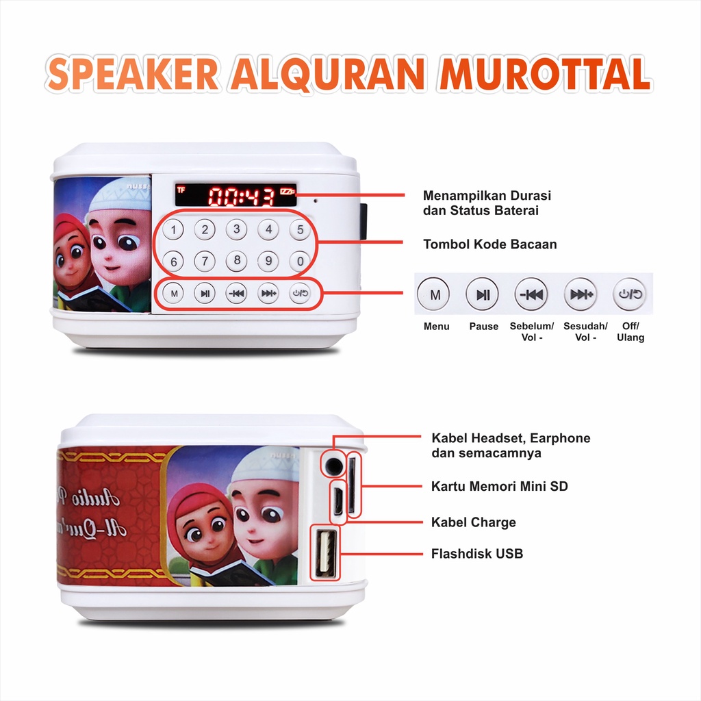 Murotal Speaker Alquran Murottal 30 Juz 16 GB Speaker Quran Murotal Spiker Alquran Murah