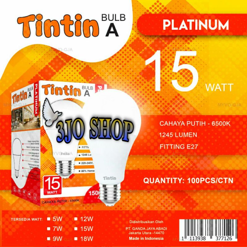 Jual Lampu Led Buld A Tin Tin Platinum Watt Cahaya Putih Shopee Indonesia